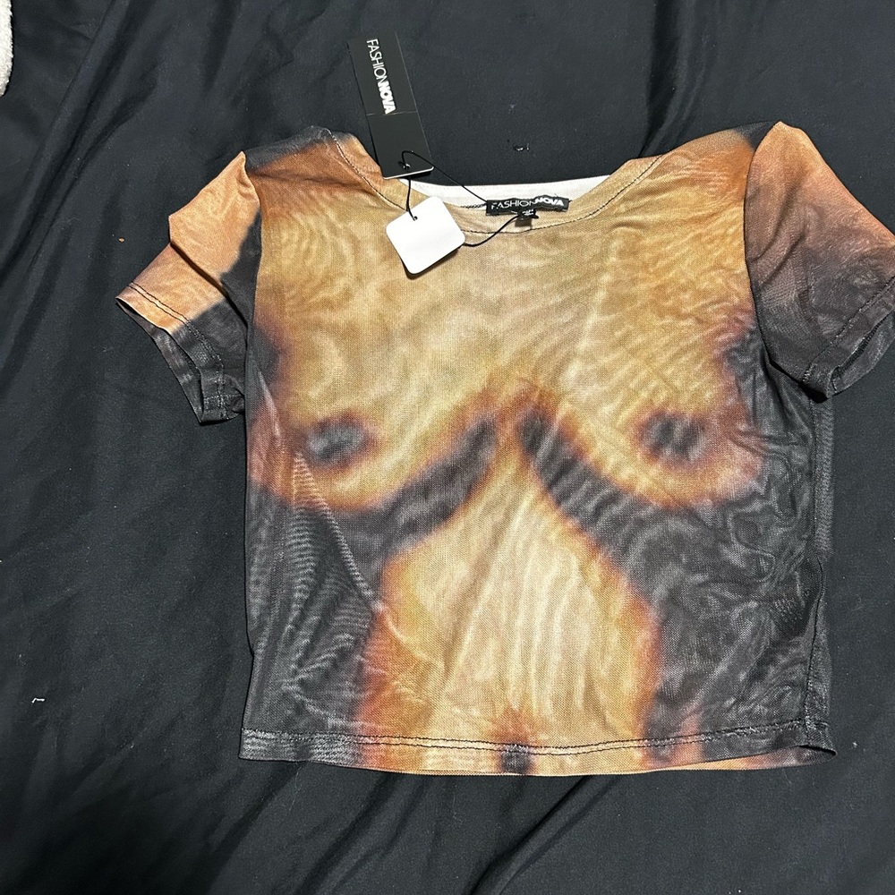 Fashion Nova Bold Tan and Black Crop Top